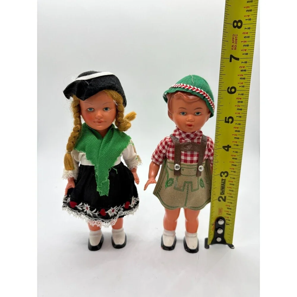 Vintage German Folk Dolls Pair Boy & Girl Bavarian Traditional Costume 6